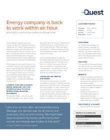 Energy Company is Back to Work Within an Hour