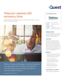 Telefónica España slashes AD recovery time with Recovery Manager